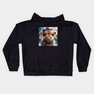 Cute Scottish Highland Calf Kids Hoodie